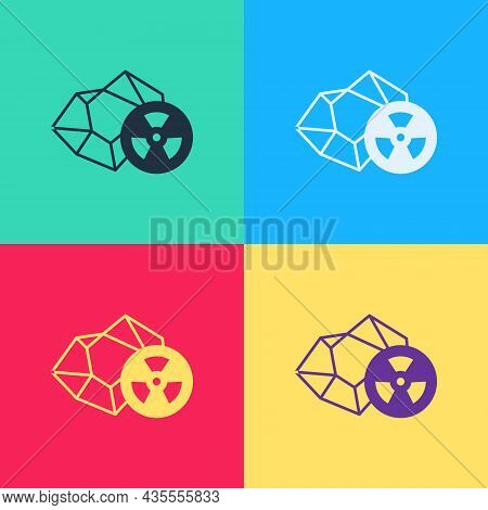 Pop Art Radioactive Icon Isolated On Color Background. Radioactive Toxic Symbol. Radiation Hazard Si