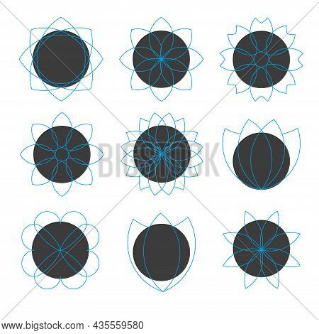 Icons Set Of Flower Symbols Pictograms Vector
