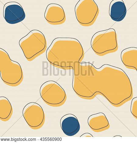 Seamless Abstract Organic Blog Shapes In Various Colors With Offset Outline Surface Pattern Design F