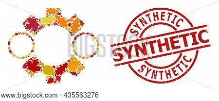 Nanobot Mosaic Icon Constructed For Fall Season, And Synthetic Unclean Stamp. Vector Nanobot Mosaic 