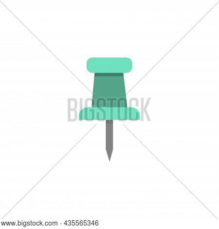 Push Pin Clipart On White Background. Push Pin Flat Icon.
