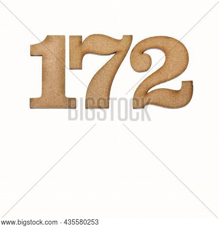 Number 172 In Wood, Isolated On White Background