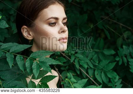 Smiling Woman Makeup Spa Nature Fresh Air Lifestyle