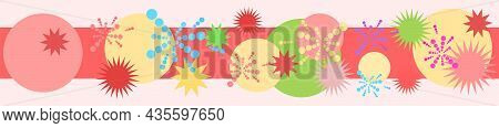 Festive Background. Seamless Picture. Ribbon. Bright Flashes Of Fireworks In A Symbolic Style. Petar