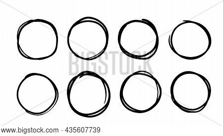 Hand-drawn Circles. Set Of Drawn Vector Circles. Stock Illustration Of Round Doodles Outline Frames.