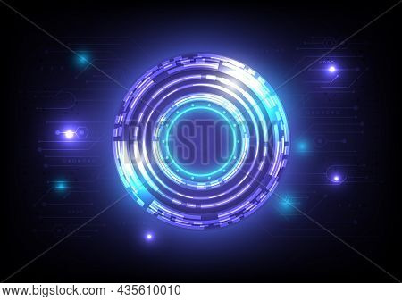 Abstract Hologram High Tech Background. Virtual Reality Technology Innovation. Head-up Display Inter