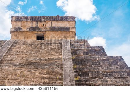 Old Ruins Of Temple Of Kukulkan Great Pyramid In Chichen Itza