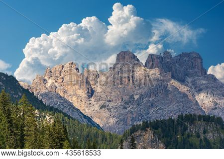 Mountain Peak Of The Monte Rudo Or Rautkofel And Croda Dei Rondoi Or Schwalbenkofel Of The Mountain 