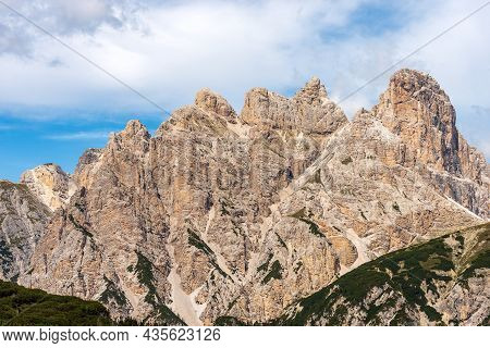 Mountain Peak Of The Monte Rudo Or Rautkofel And Croda Dei Rondoi Or Schwalbenkofel Of The Mountain 