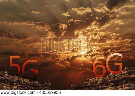 5g And 6g Mobile Network Data Transmission Technology. Global Connectivity And High Speed.