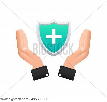 Health Insurance. Hands Holding Insurance Sign. Medical Protection, Medical Insurance Concepts. Flat