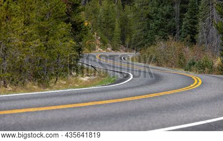 Scenic winding road through Wasatch national forest in Utah.