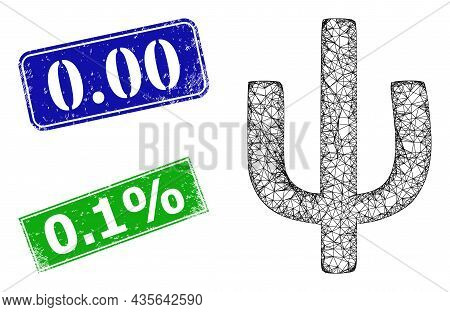 Triangular Psi Greek Lowercase Symbol Model, And 0.00 Blue And Green Rectangular Corroded Stamp Seal
