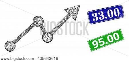 Mesh Up Trend Image, And 33.00 Blue And Green Rectangle Grunge Seal Imitations. Mesh Wireframe Illus