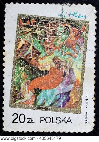 Poland - Circa 1985: Postage Stamp 'compositions, 1917' Printed In Poland. Series 'paintings By Stan