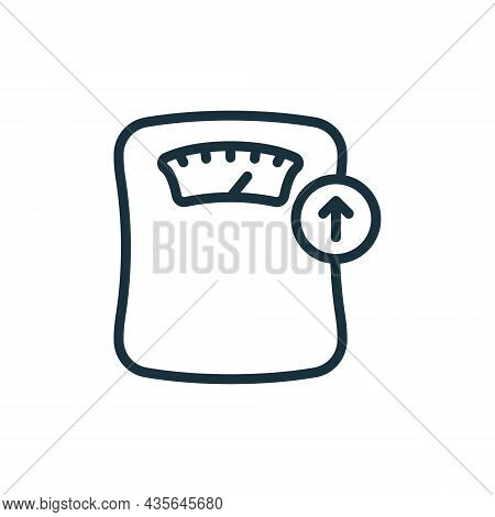 Weighing Machine Line Icon. Weight Gain Concept. Weight Control Concept Linear Pictogram. Bathroom F