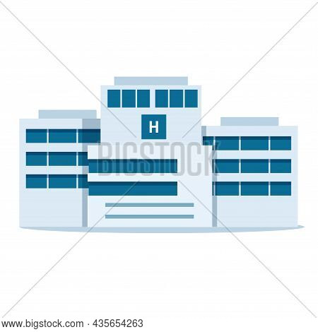 Hospital Building Icon. Flat Illustration Of Hospital Building Vector Icon Isolated On White Backgro