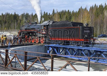 Ruskeala, Russia - October 07, 2017: Steam Locomotive L-4429 (locomotive Of 