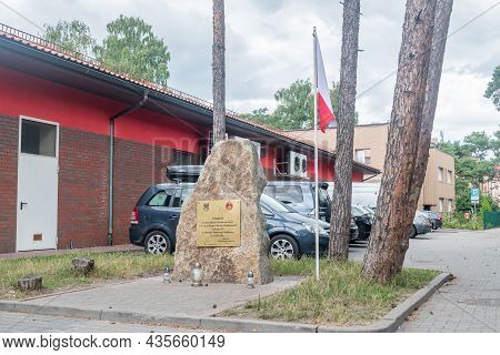 Hel, Poland - July 20, 2021: Stone Commemorating The Heroic Defenders Of Hel From The 2nd Marine Gen