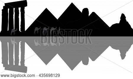 The City Of Luxor In Egypth With Camels Illustration Skyline