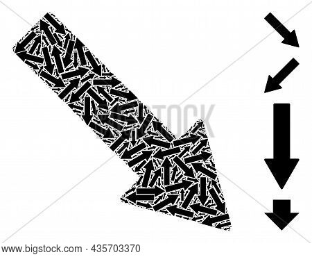 Vector Right Down Arrow Fractal Is Composed From Repeating Fractal Right Down Arrow Pictograms. Recu