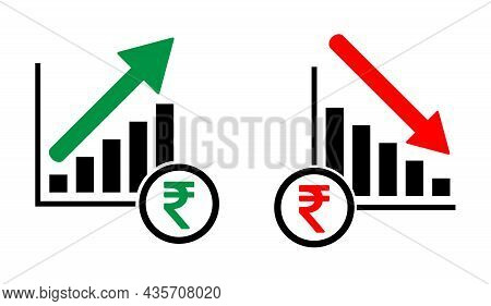 Set Of Income And Growing Economic Symbol, Money Flat Modern Icon, Isolated On White Background .