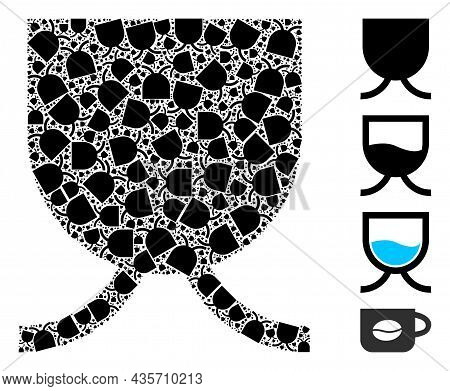 Vector Full Mug Fractal Is Done With Scattered Fractal Full Mug Pictograms. Fractal Collage Of Full 