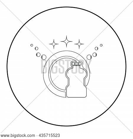 Concept Of Clean Dishes Icon In Circle Round Black Color Vector Illustration Solid Outline Style Sim