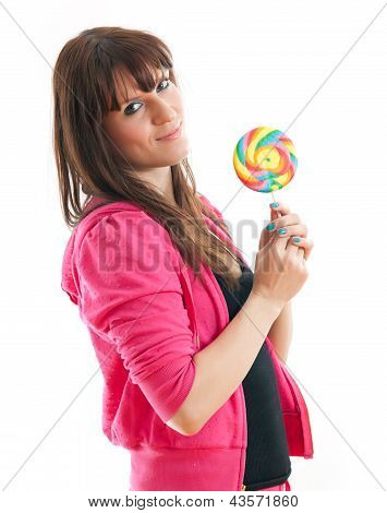 Frau mit Süßigkeiten