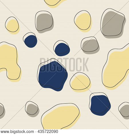 Seamless Abstract Organic Blog Shapes In Various Colors With Offset Outline Surface Pattern Design F