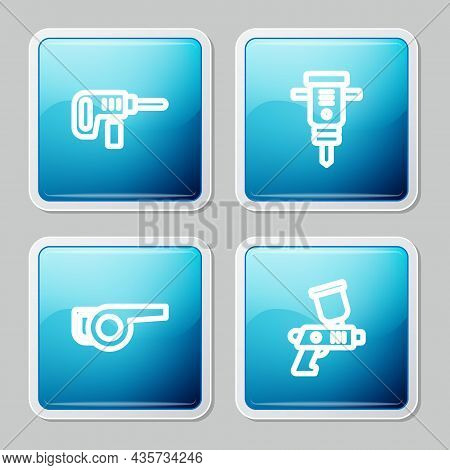 Set Line Electric Drill Machine, Construction Jackhammer, Leaf Garden Blower And Paint Spray Gun Ico