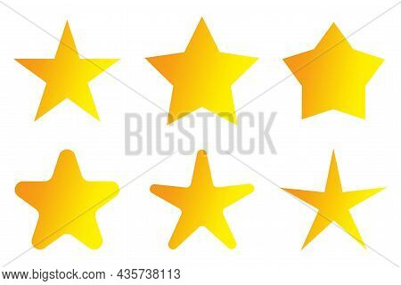 Yellow Star Icon Set. Site Design Element. Cartoon Card Picture. Isolated Symbol. Vector Illustratio