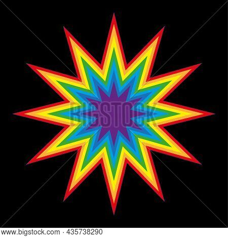 Colored Comic Boom Sign. Speech Element. Black Background. Communication Concept. Vector Illustratio