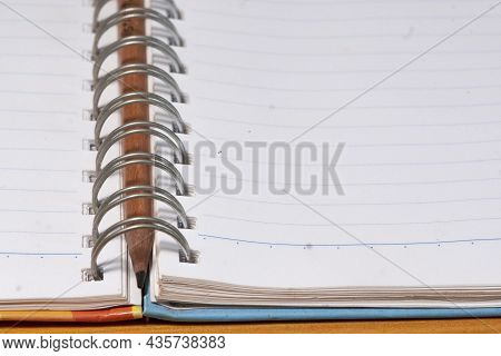 Abstract Spiral Notebook  And  Penci For Background
