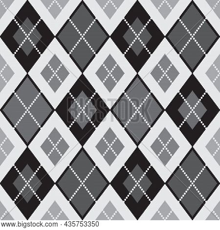 Argyle Pattern Seamless Composed Of Diamonds Of Various Colors On A Plain Background, Used In Knitte