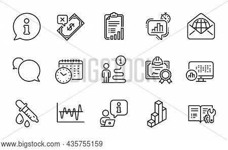 Education Icons Set. Included Icon As 3d Chart, Web Mail, Stock Analysis Signs. Statistics Timer, Re