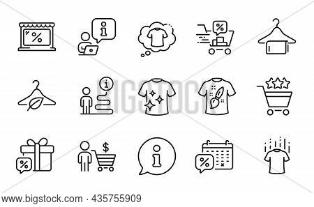 Fashion Icons Set. Included Icon As Clean Towel, Discounts Cart, T-shirt Signs. Sale Gift, Buyer, Cl