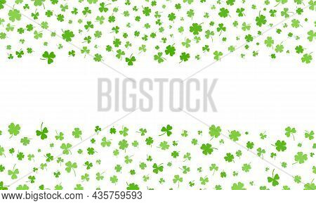 Shamrock Or Green Clover Leaves Pattern Background Flat Design Vector Illustration Isolated On White