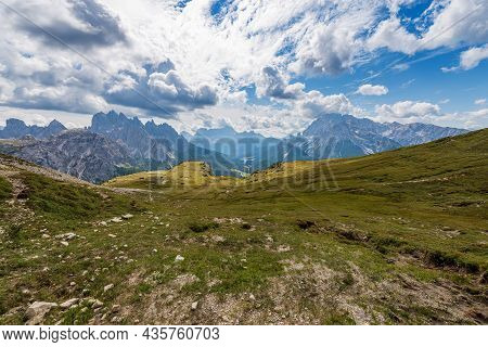 Mountain Range Of Cadini Di Misurina, Sorapiss And Monte Cristallo Seen From Tre Cime Di Lavaredo, S