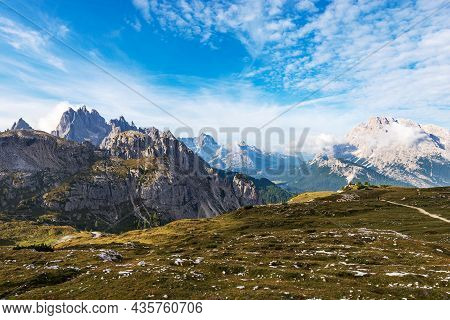 Mountain Range Of Cadini Di Misurina, Sorapiss And Monte Cristallo Seen From Tre Cime Di Lavaredo, S