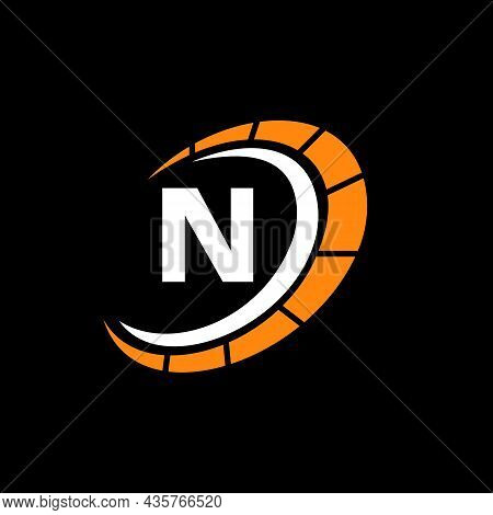 Sport Car Logo On Letter N Speed Concept. Car Automotive Template For Cars Service, Cars Repair With