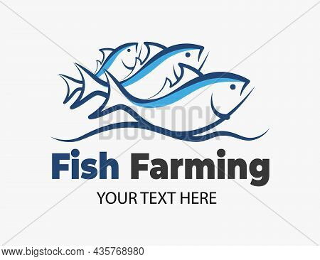 Fish Farming Or Pisciculture Creative Logo. Three Fish Emblem. Growing Fish Element.