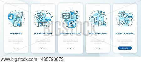 Reasons For Deportation Blue Onboarding Mobile App Page Screen. Legislation Walkthrough 5 Steps Grap