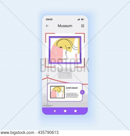 Museum Light Smartphone Interface Vector Template. Mobile App Page Design Layout. Augmenter Reality 