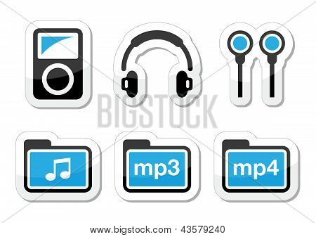 Mp3 播放器矢量图标集