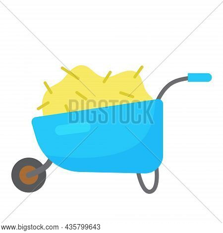 Garden Wheelbarrow. Barrow Cart. Garden Theme, The Concept Of The Crop. Tool And Equipment For Farm 