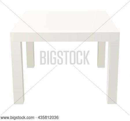 Vector White Square Side Table Realistic Illustration, Front View
