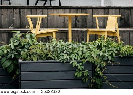 Tables Of Traditional Outdoor Cafe. Street Teracce