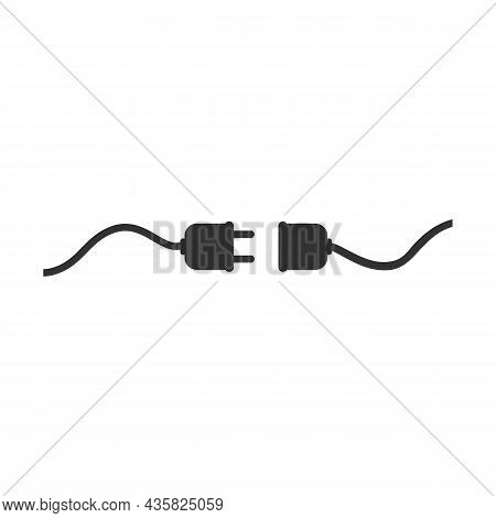 Electric Plug And Outlet Socket Unplugged Icon In Flat. Vector Illustration