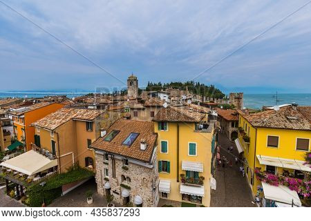 Castle on Lake Garda in Sirmione Italy - architecture background